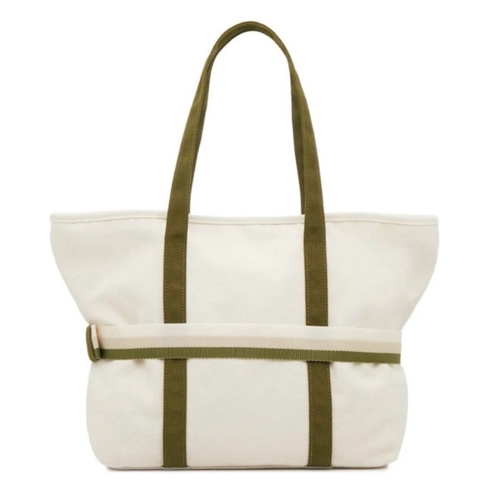 DSW • Ivory/Green Canvas Travel Tote Bag - Picture 3 of 16